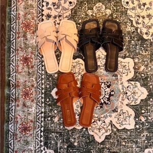 Stylish Women's Slide Sandals - Black, Tan, Cream